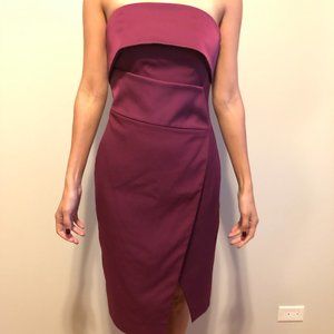 C/Meo Collective Asymmetrical Plum Strapless Cocktail Dress Size M